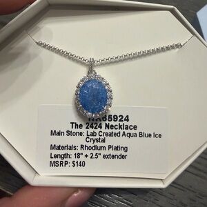 The 2424 Necklace - Aqua Blue Ice Crystal Pendant Necklace